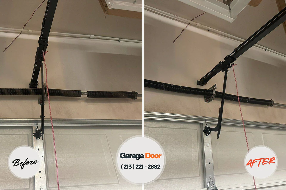 Before and after: garage door repair Wheatley Heights, NY